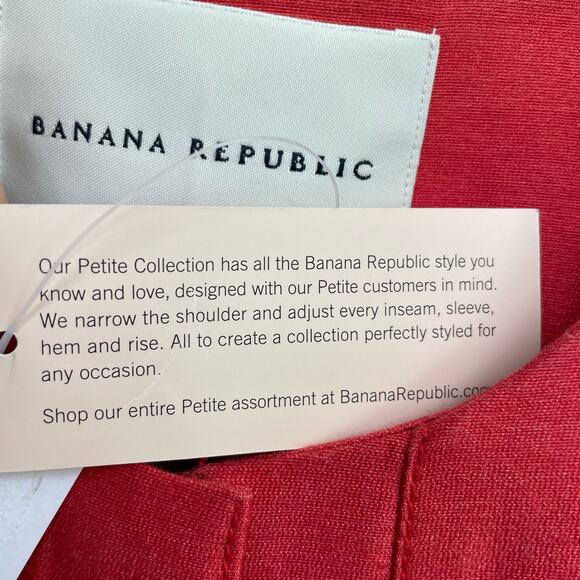 Banana Republic Full Zip Jacket Silk Tunic Long Suit Coral Small Petite NWT - Picture 9 of 11